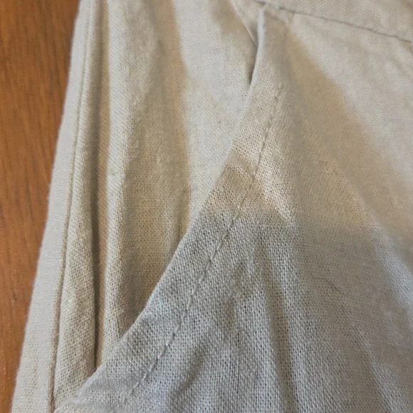 Light Beige Wide Leg Linen Pants - Picture 3 of 4